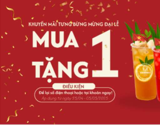 Ưu Đãi Lớn Mừng 30/4 - 1/5: Mua 1 Tặng 1 Tại VietSmile Coffee